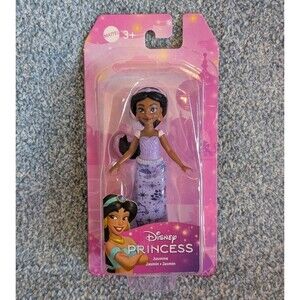 Disney Mattel Princess JASMINE 3.5” Purple Shiny Skirt Posable Collectible Doll